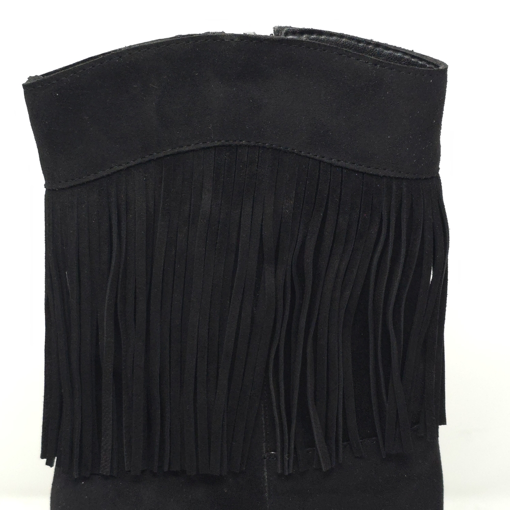 Nine West Tries2 Black Suede Fringe Stiletto Ankle Booties 7M - Picture 8 of 16